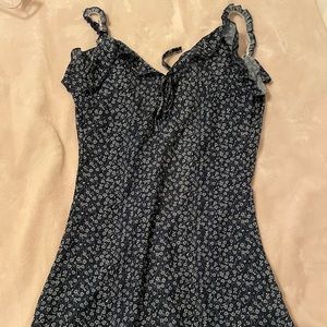 Navy Blue and White Floral Summer Mini Dress Size S